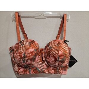 BODY FROSTING Lace Covered Autumn Multicolor Bra -‎ Size 44D Padded Push Up NWT